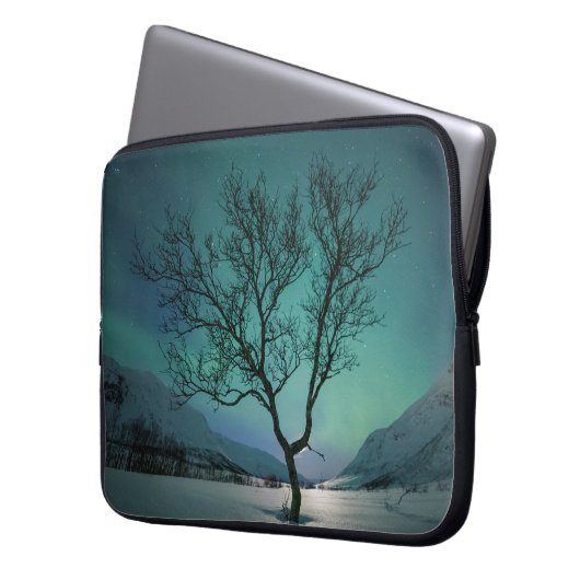 Nordlichtbaum Laptopschutzhülle (Vorderseite Links)