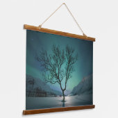 Nordlichtbaum Wandteppich Mit Holzrahmen (Gewinkelt)