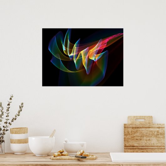 Nordlichter, Abstrakter Regenbogen Aurora farbig Poster (Küche)