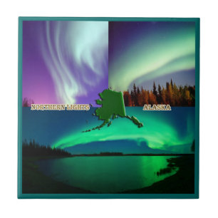 Nordlichter-Alaska-Collage Fliese