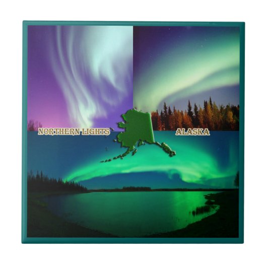 Nordlichter-Alaska-Collage Fliese (Vorderseite)