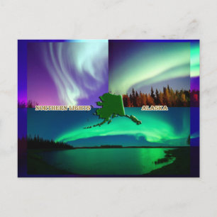 Nordlichter Alaskas Collage Postkarte