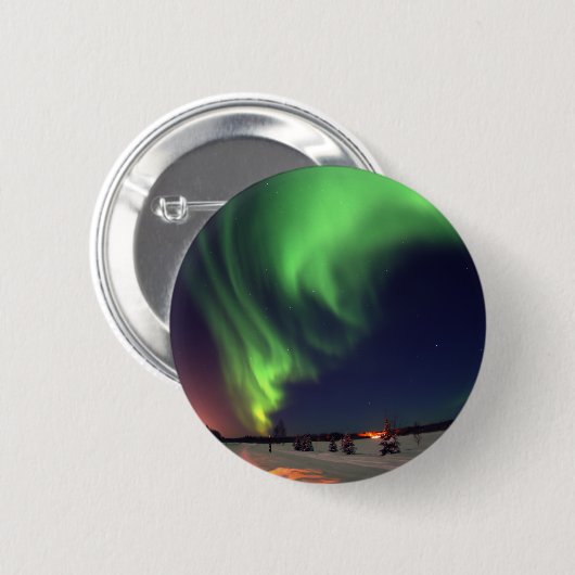 Nordlichter am Bärensee Nachtleben Foto Button (Vorne & Hinten)