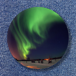 Nordlichter am Bärensee Nachtleben Foto Button
