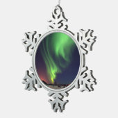 Nordlichter am Bärensee Schneeflocken Zinn-Ornament (Rechts)