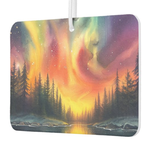 Nordlichter am See zweiseitig Autolufterfrischer (Links)