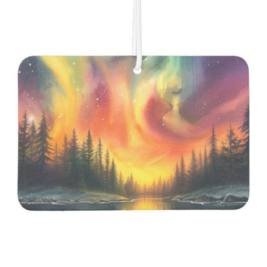 Nordlichter am See zweiseitig Autolufterfrischer (Vorderseite)