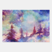 Nordlichter Aquarell Geschenkpapier Set (Vorderseite)
