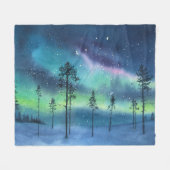 Nordlichter, Aquarelllandschaft Fleecedecke (Vorderseite (Horizontal))