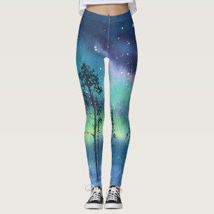 Nordlichter, Aquarelllandschaft Leggings