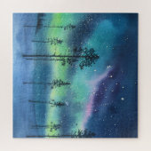 Nordlichter, Aquarelllandschaft Puzzle (Horizontal)