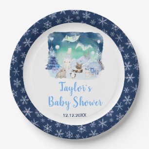 Nordlichter Arktische Tiere Baby Shower Pappteller