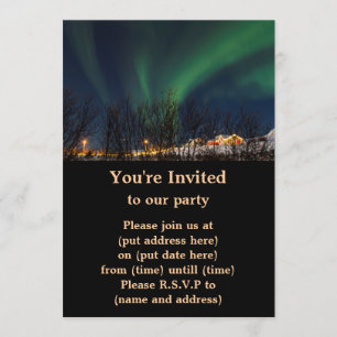 Nordlichter - Aurora Borealis Island Einladung