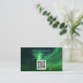 Nordlichter Aurora Borealis QR Code Hochzeit Begleitkarte (Stehend Vorderseite)