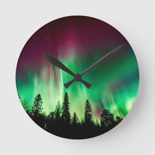 Nordlichter Aurora borealis Runde Wanduhr (Vorderseite)