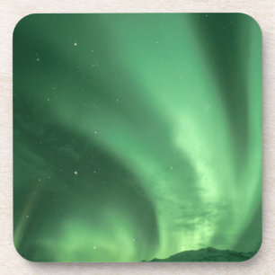 Nordlichter, Aurora borealis, über den Vorhügeln Getränkeuntersetzer