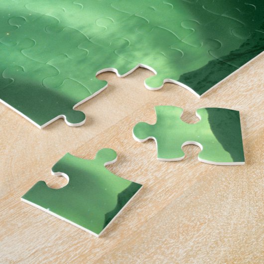 Nordlichter, Aurora borealis, über Vorgebirge Puzzle (Seite)