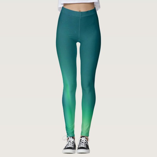 Nordlichter Aurora Borealis Yoga Pants Green Leggings (Vorderseite)