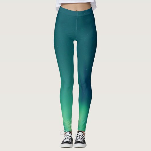 Nordlichter Aurora Borealis Yoga Pants Green Leggings (Vorderseite)
