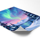 Nordlichter | Berge Winter Aquarell Poster (Ecke)