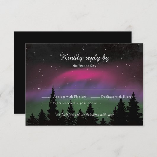 Nordlichter Bergspitzen Hochzeiten RSVP Save The Date (Vorne/Hinten)