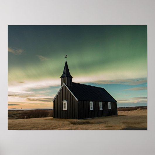 Nordlichter der Kirche Budir Poster (Vorne)