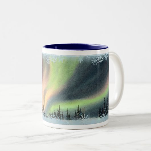 NORDlichter durch SHARON SHARPE Zweifarbige Tasse (VorderseiteRechts)