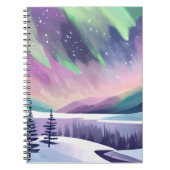 Nordlichter - farbenfrohe Winternacht | Aquarell Notizblock (Vorderseite)