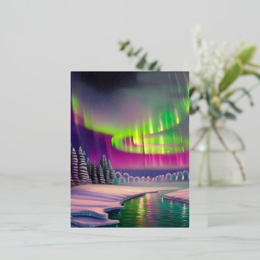 Nordlichter Folien Feiertagspostkarte (Stehend vorne)