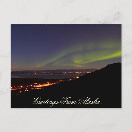 Nordlichter Gruß von Alaska Postkarte (Vorderseite)