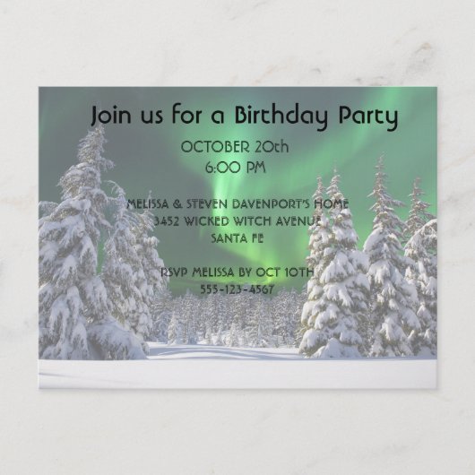 Nordlichter im Winter Ankündigungspostkarte (Vorderseite)