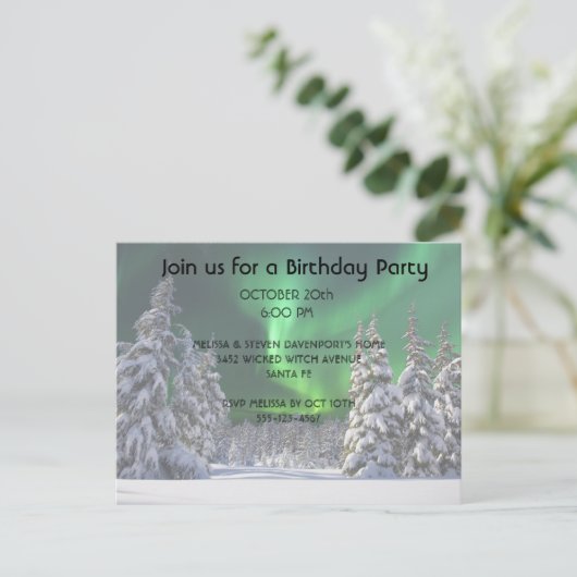 Nordlichter im Winter Ankündigungspostkarte (Stehend Vorderseite)