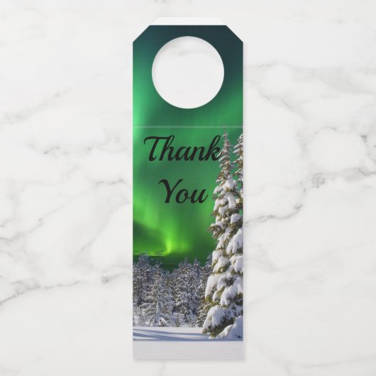 Nordlichter im Winter Flaschenanhänger (Vorderseite)