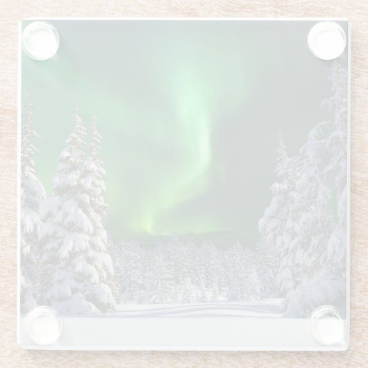 Nordlichter im Winter Glasuntersetzer (Rückseite)