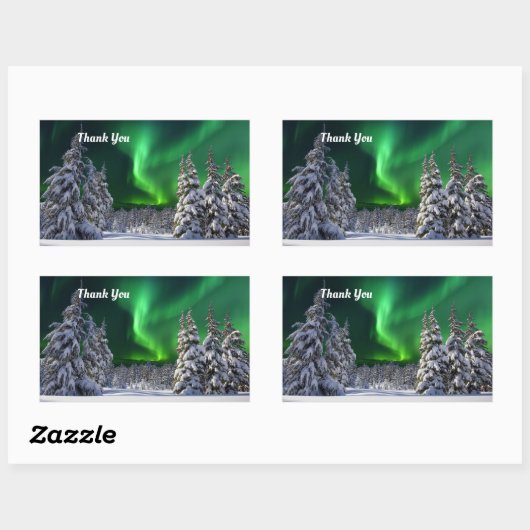 Nordlichter im Winter Rechteckiger Aufkleber (Blatt)