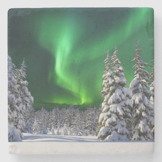Nordlichter im Winter Steinuntersetzer (Vorderseite)