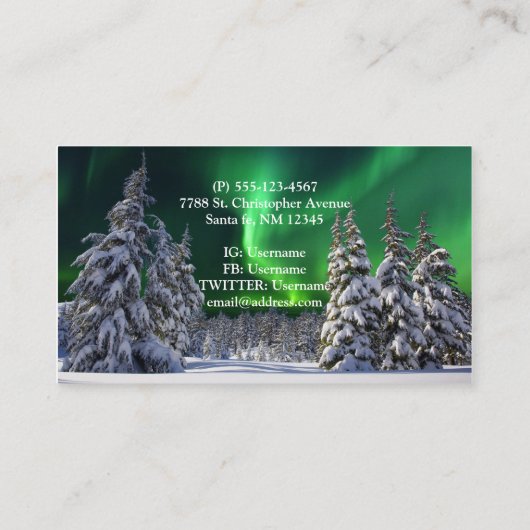 Nordlichter im Winter Visitenkarte (Rückseite)