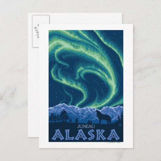 Nordlichter - Juneau, Alaska Postkarte (Vorne/Hinten)