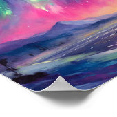 Nordlichter Lebhafte Abstrakte Nachtlandschaft Poster (Ecke)