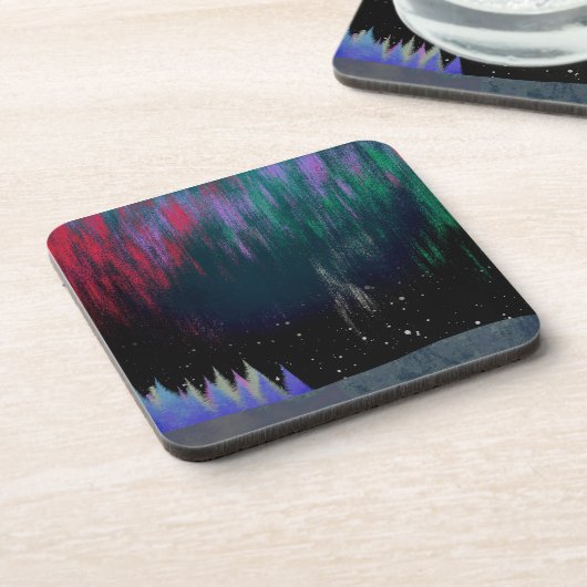 Nordlichter Moderne Landschaft Getränkeuntersetzer (Linke Seite)