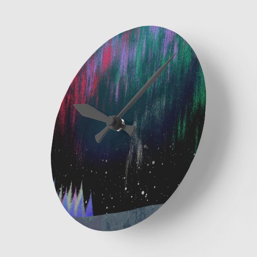 Nordlichter Moderne Landschaft Runde Wanduhr (Winkel)