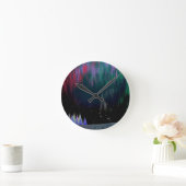 Nordlichter Moderne Landschaft Runde Wanduhr (Zuhause)