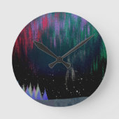 Nordlichter Moderne Landschaft Runde Wanduhr (Vorderseite)