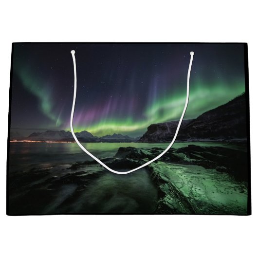 Nordlichter Norwegen Große Geschenktüte (Vorderseite)