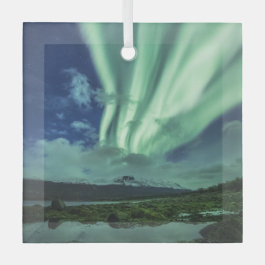 Nordlichter Norwegen Ornament Aus Glas (Vorderseite)