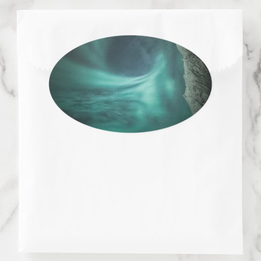 Nordlichter Norwegen Ovaler Aufkleber (Tasche)