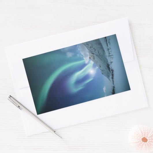 Nordlichter Norwegen Rechteckiger Aufkleber (Umschlag)