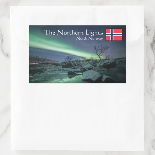 Nordlichter Norwegen Rechteckiger Aufkleber (Tasche)