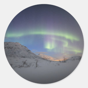 Nordlichter Norwegen Runder Aufkleber