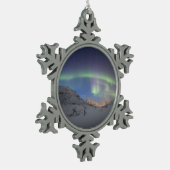 Nordlichter Norwegen Schneeflocken Zinn-Ornament (Links)